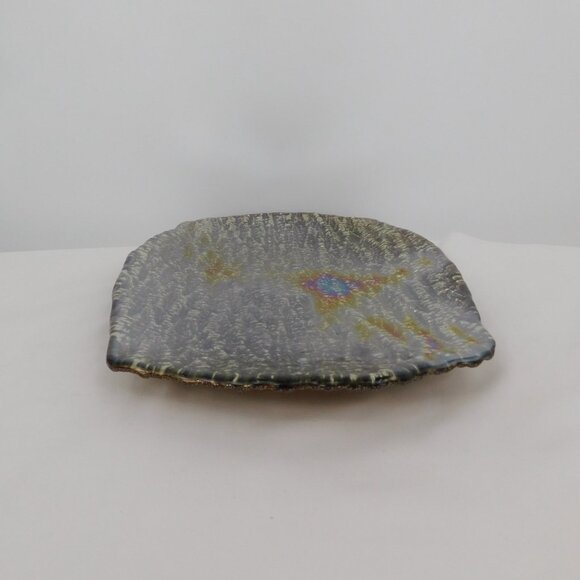 Pomegranate Romos Amber Console Serving Dish Pearlized Gold Glass 14" x 9.5" - Picture 5 of 11